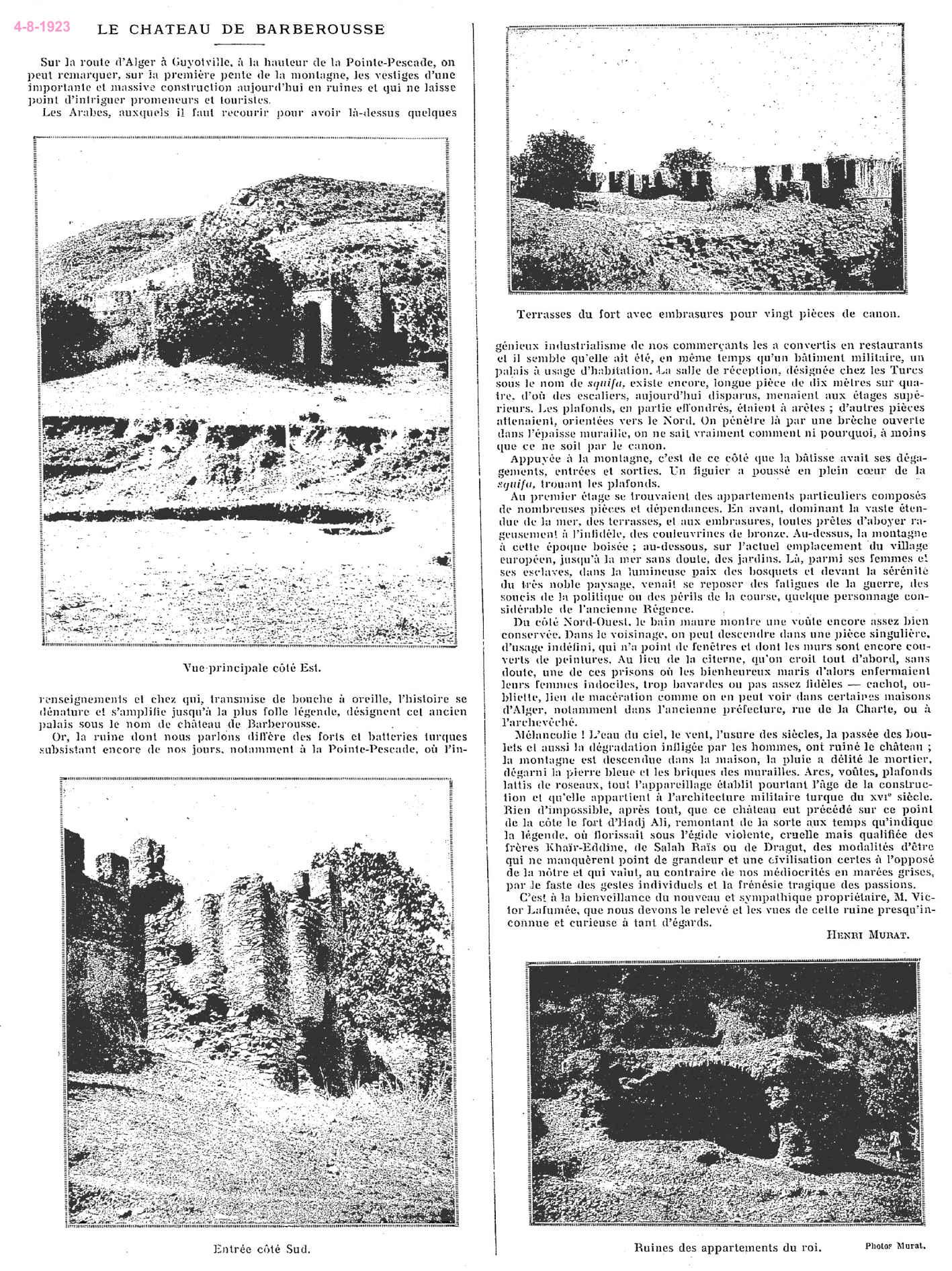 53 pointe pescade chateau fort barberousse 4 8 1923 afrique