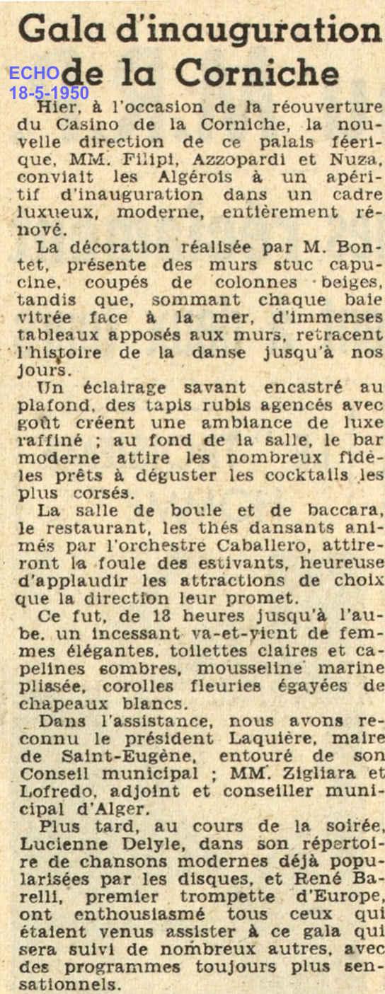 55 pointe pescade corniche gala inauguration 18 5 1950 echo